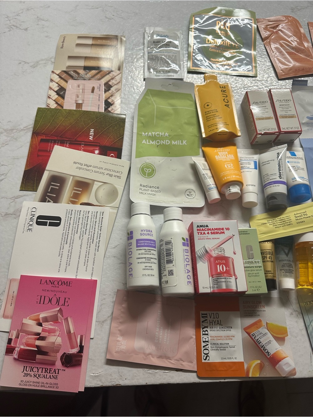 Assorted Beauty & Skincare Sample Lot with Pink Striped Pouch - Picture 2 of 5